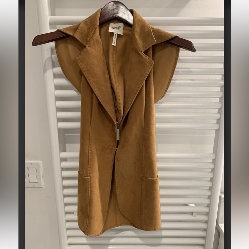 🟥SOLD🟥Hermes Gold Leather Jacket Vest with Hood
